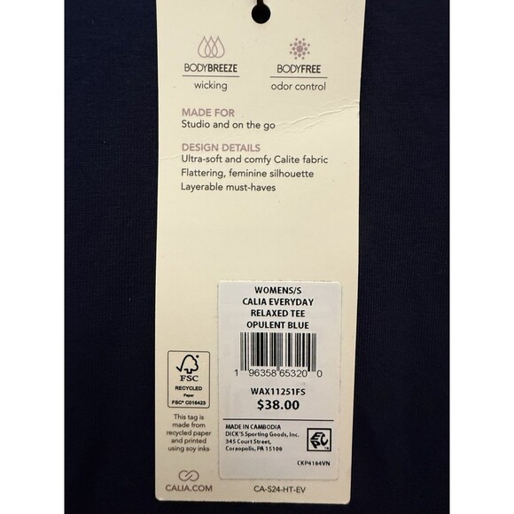 CALIA Women's Everyday Relaxed Tee Opulent Blue S Small NWT $38 Navy - Picture 2 of 4